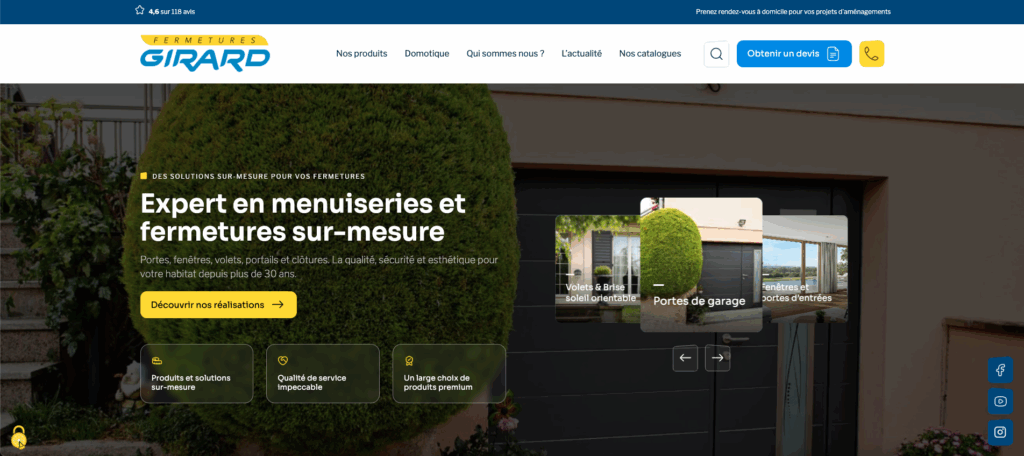 site internet Fermetures Girard spécialiste de la menuiserie extérieure en Meurthe et Moselle
