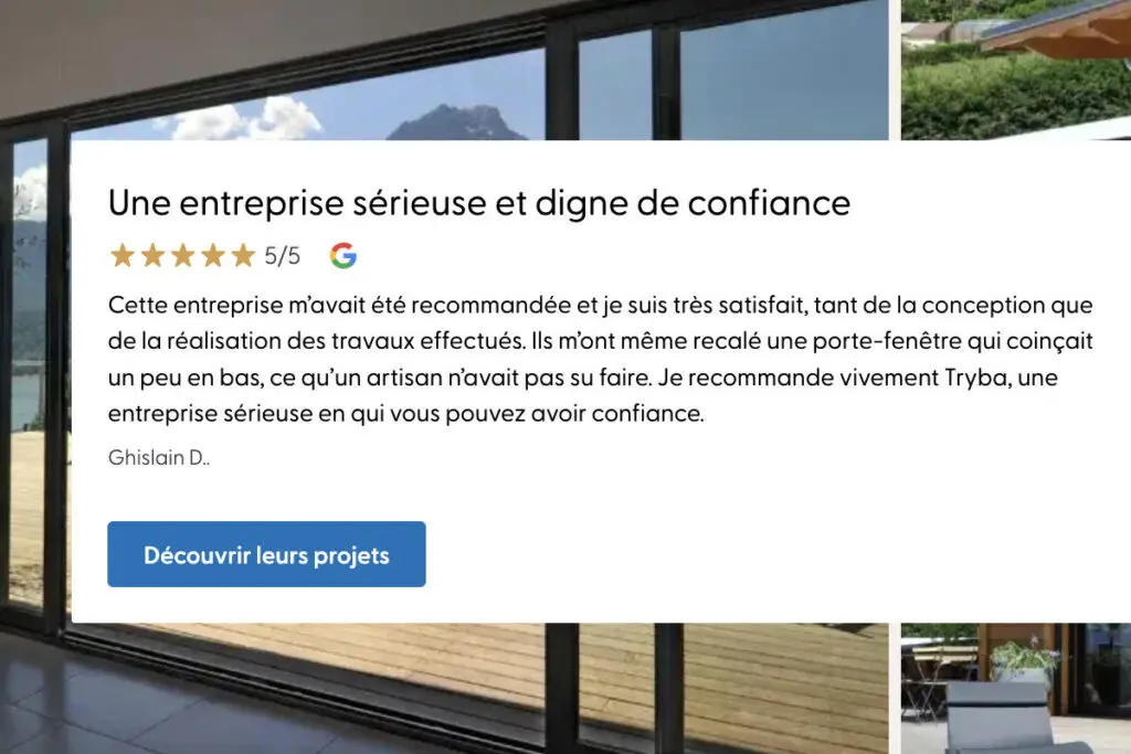 Avis client Google Tryba