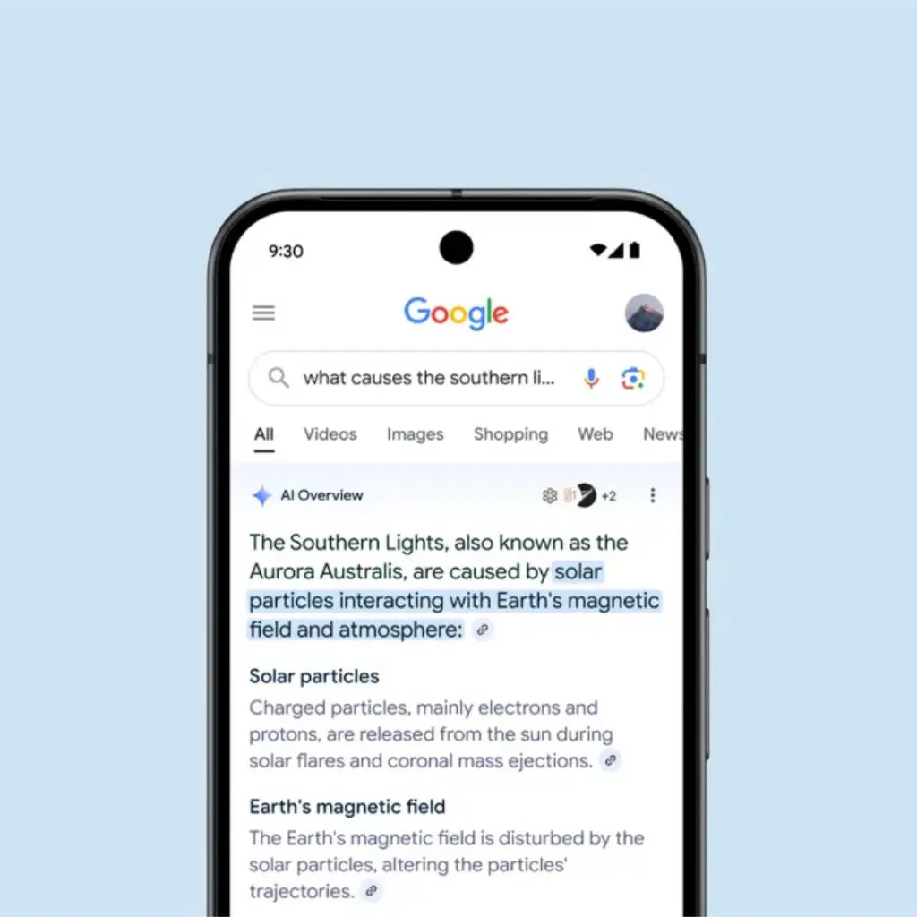 Aperçu du moteur de recherche avec AI overview
